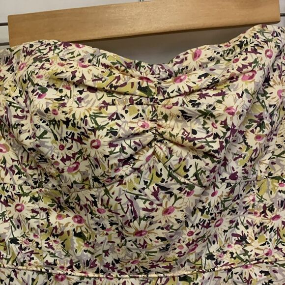 J. Crew Liberty of London Ivory Floral  Strapless Ruffle Tiered Mini Dress Sz 0 - Picture 15 of 16